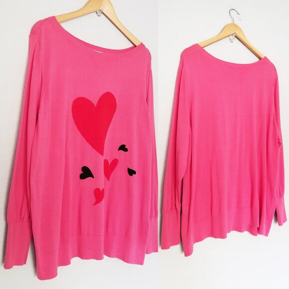 Chico’s Big Heart Pink Pullover Sweater Lightweight Jumper Plus Size XXL $90 - Picture 15 of 16